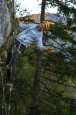 Via ferrata Mojstrana Slovenia, climbing up the ladder