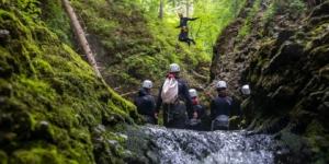Canyoning Guide Jumping into the Pool, Bohinj Area