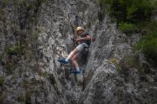 Kid rock climb near Lake Bled