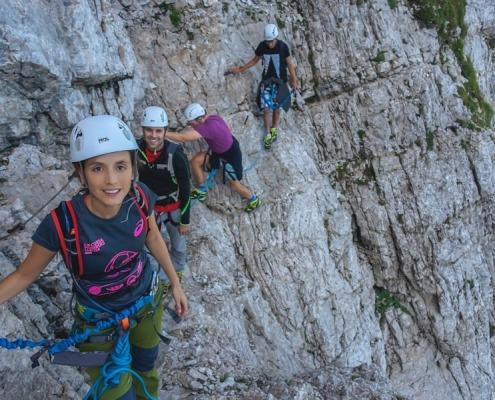 Drop in the middle of Via ferrata Slovenia in Mala Mojstrovka