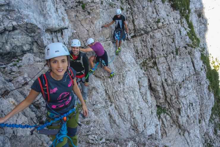 Drop in the middle of Via ferrata Slovenia in Mala Mojstrovka