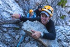 Holding on rock in Slovenia Historical route