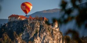 Hot Air Balloon in Lake Bled