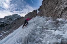 Ice climbing with amazing scenery
