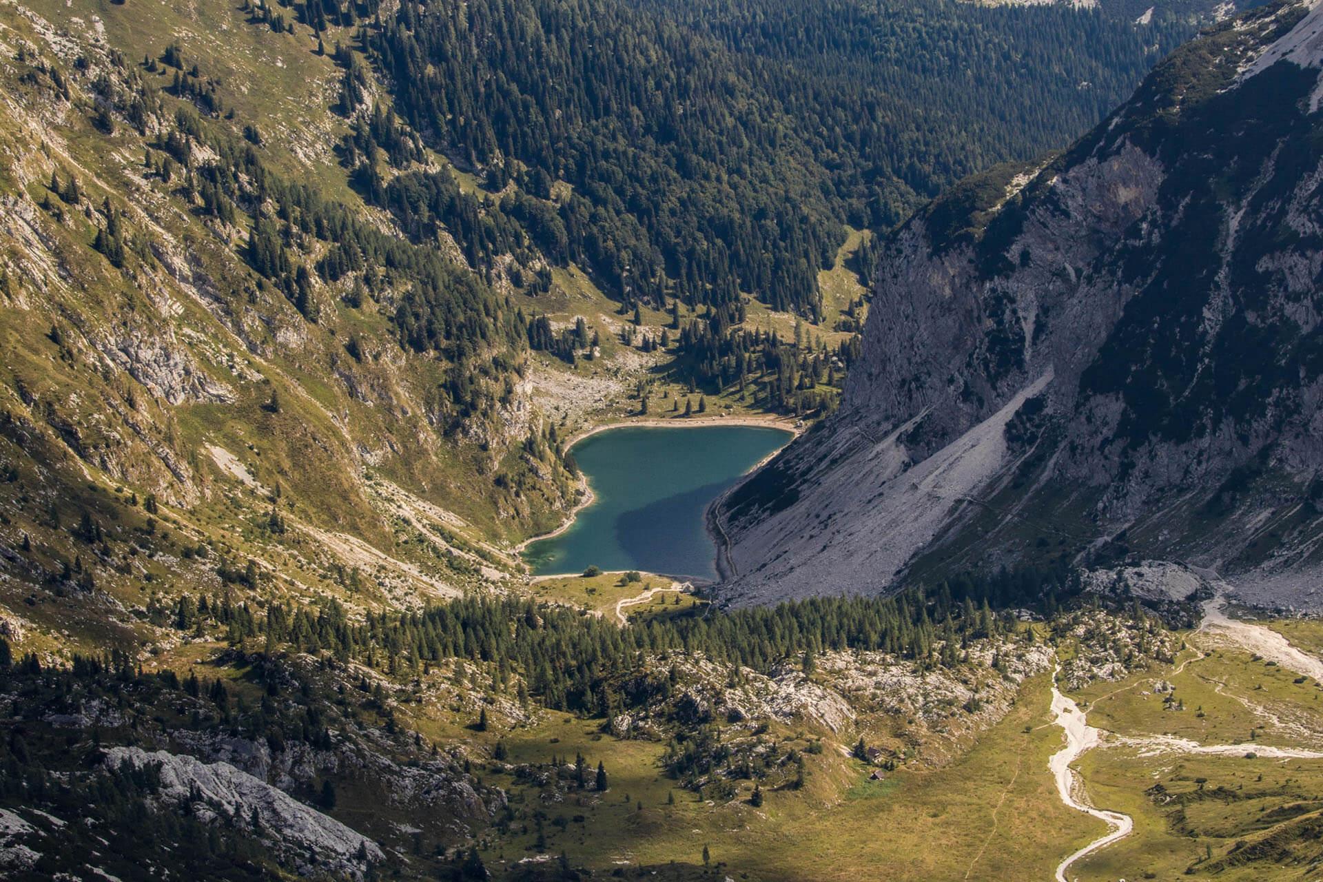 Krn lake from mount Krn