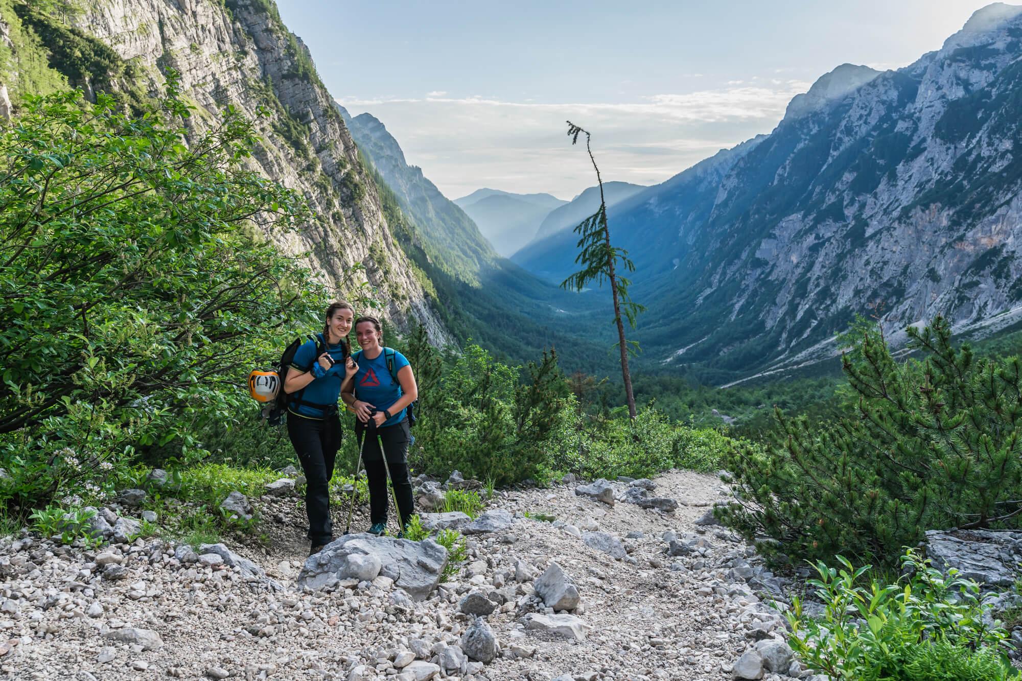 Young Female Hikers Hiking in Krma Valley